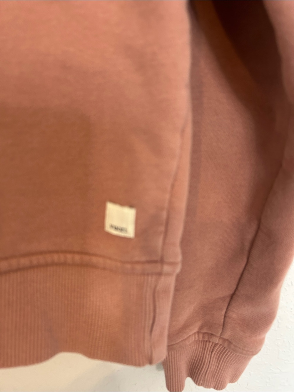 Vuori 1/4 Zip Pullover Hoodie in Dusty Rose Organic Cotton - Picture 3 of 6